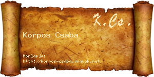 Korpos Csaba névjegykártya